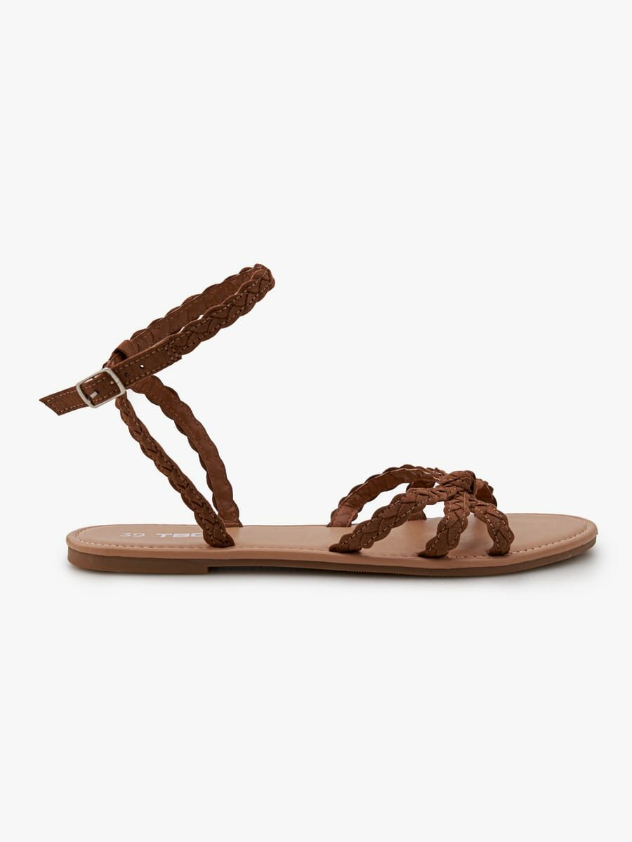 Открытые летние вязаные сандалии гладиаторы твое, арт. B3058, коричневый,36