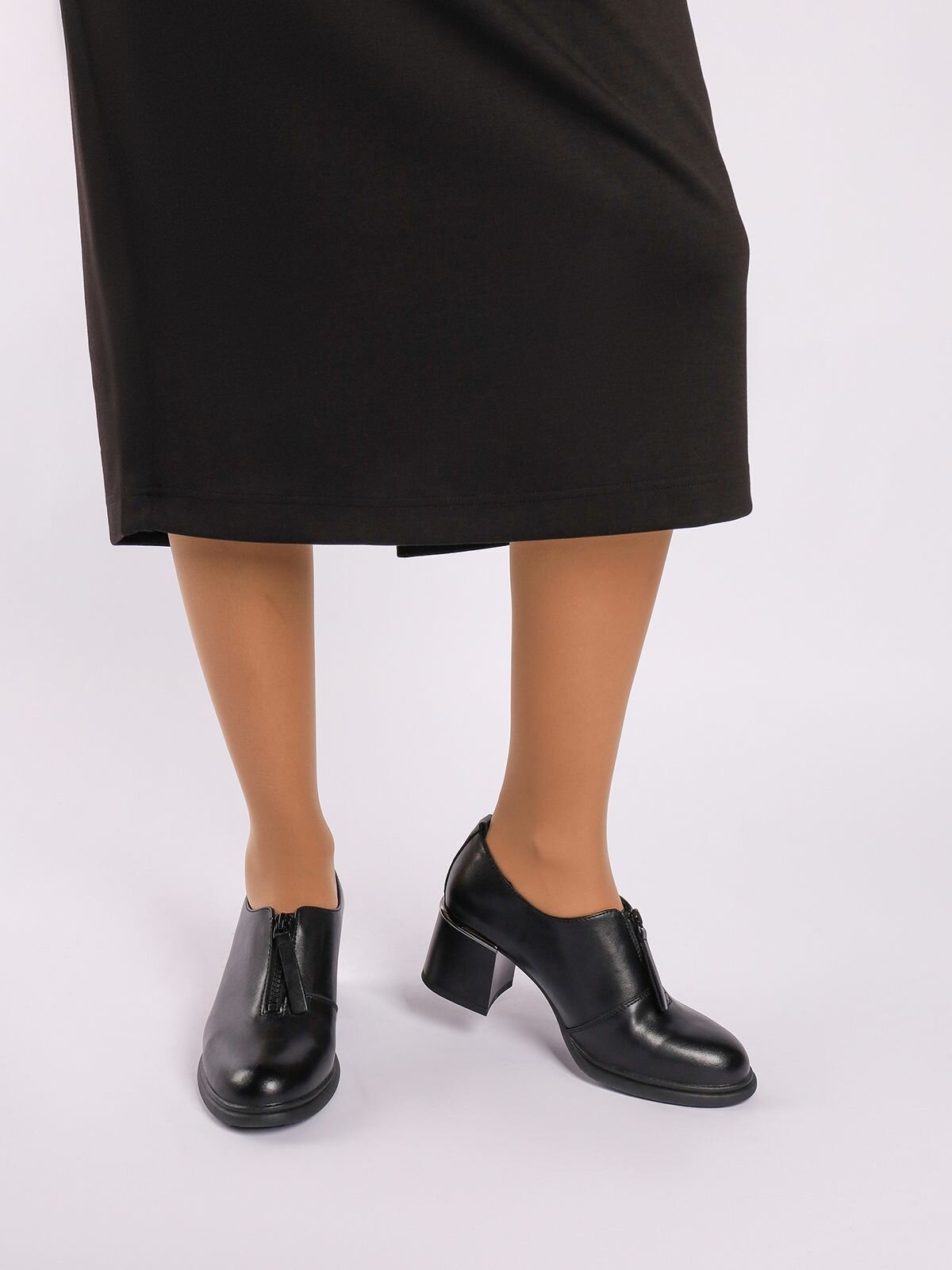 Женские черные всесезонные туфли на среднем каблуке, Marisetta 78-42WB-002VT