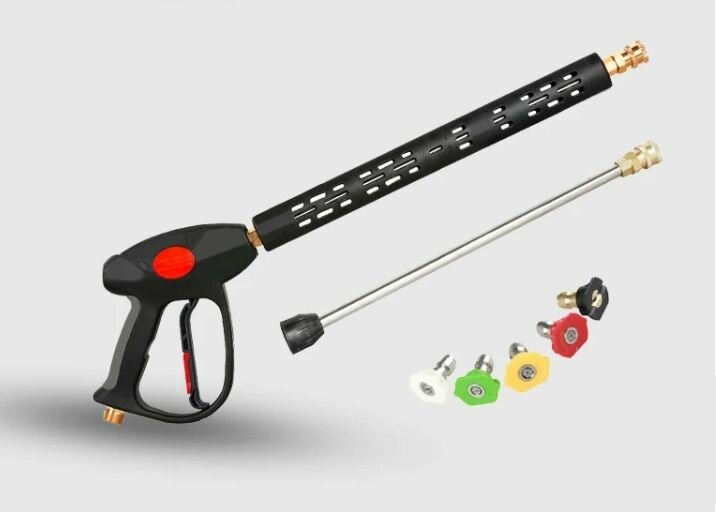 Пистолет для китайских моек высокого давления PH-2 (22x1,5-14мм.) с удлиннителем и комплектом форсунок 5 шт.