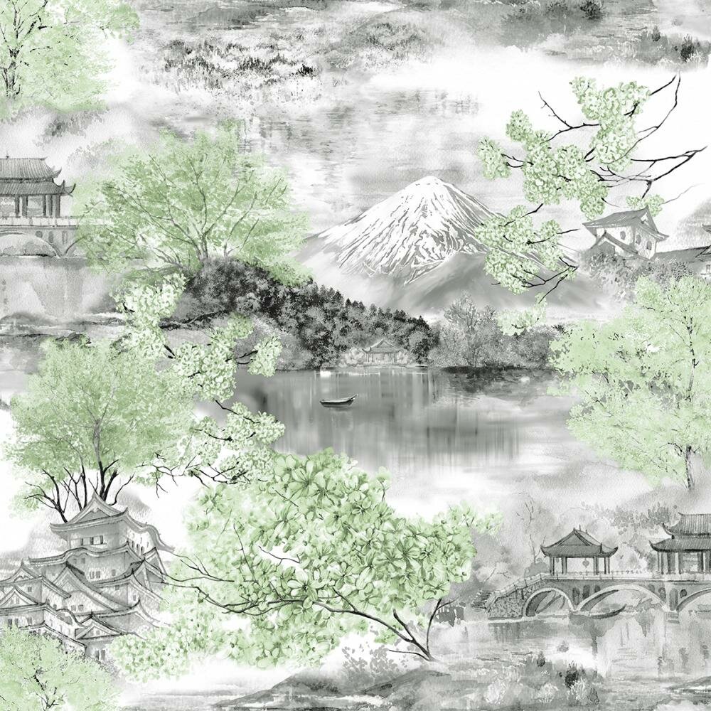 Обои бумажные розовые с рисунком Сакура ЯПОНИЯ-03 полуметровые для спальни детской в комнату для кухни