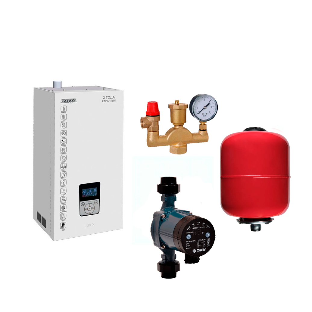 Электрический котел ZOTA LUX-Х 4,5, TAEN TRS25/6, Группа безопасности, Бак HT-8V
