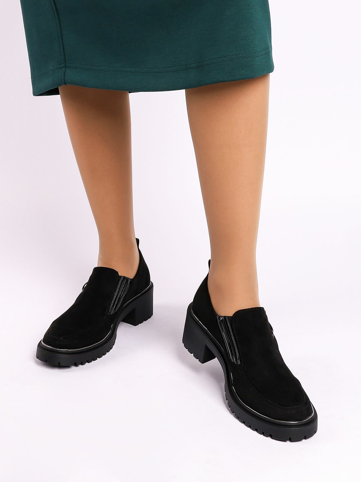 Женские черные всесезонные туфли на среднем каблуке, Marisetta 201-42WA-043TS