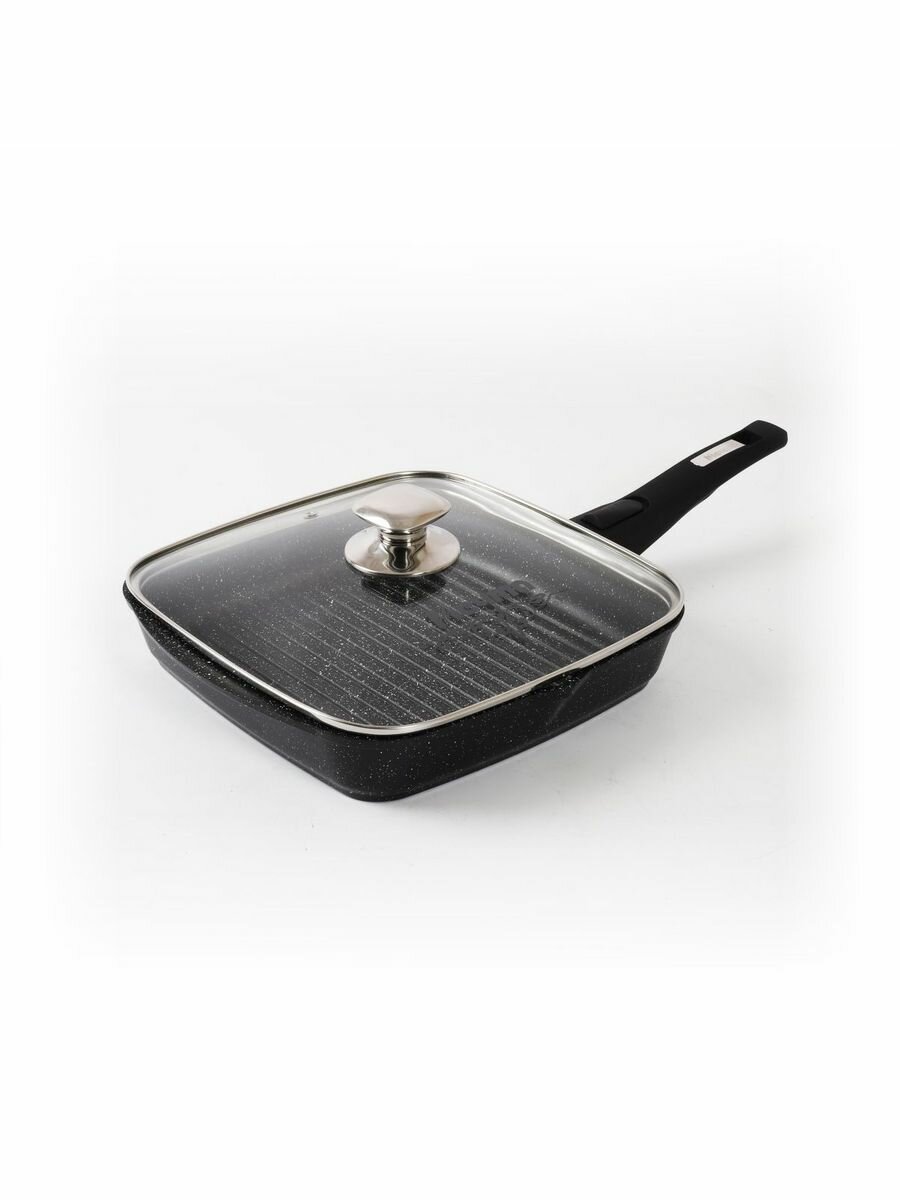 Сковорода-гриль со съемной ручкой Гранит black, 24х24см