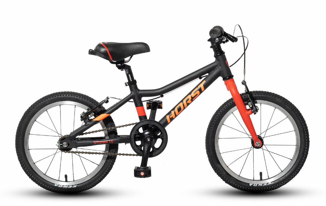 Детский велосипед Horst Sturm 16 (2024) черный/оранжевый/красный