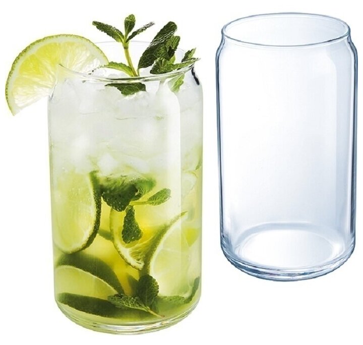 Бокал банка для коктейлей для пива (колы) 480мл короткий CAN в наборе 2шт