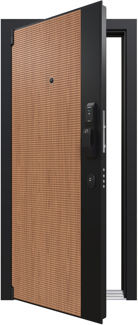 Входная дверь Novakey Smart C24 (Шпон дуба/шагрень черная)