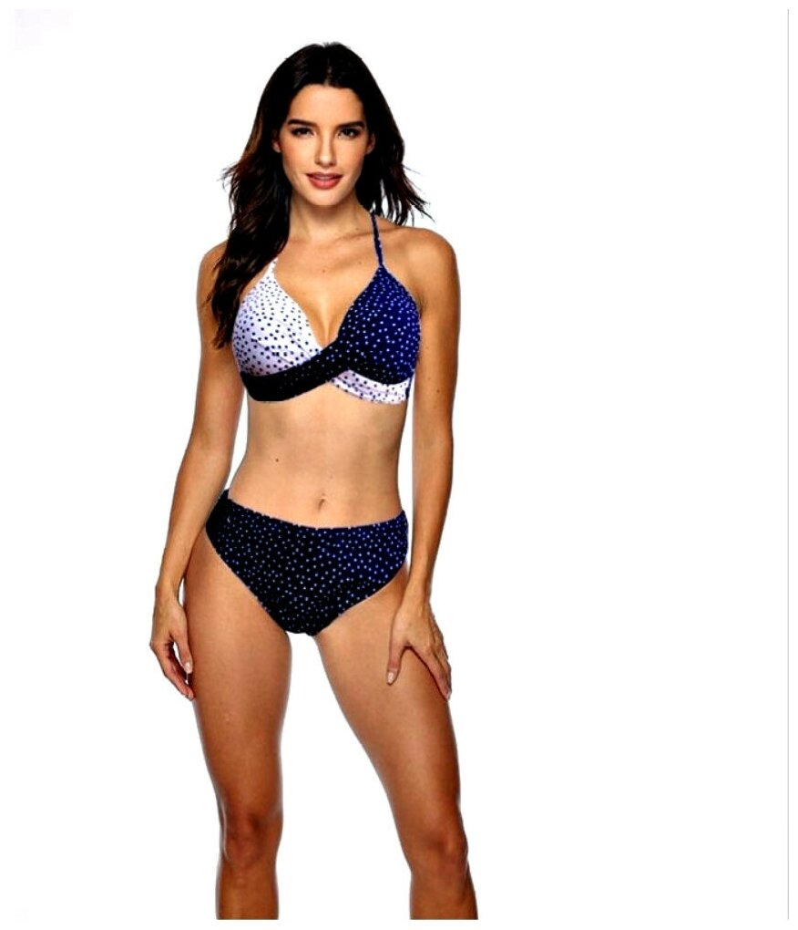 Женский купальник раздельный синий с принтом Romeo Rossi RR6806-6