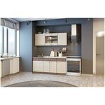 Кухонный гарнитур, столешница Тростник 38мм, Кухня Модена 280см Белый/Дуб Бирюзовый - Изображение 2