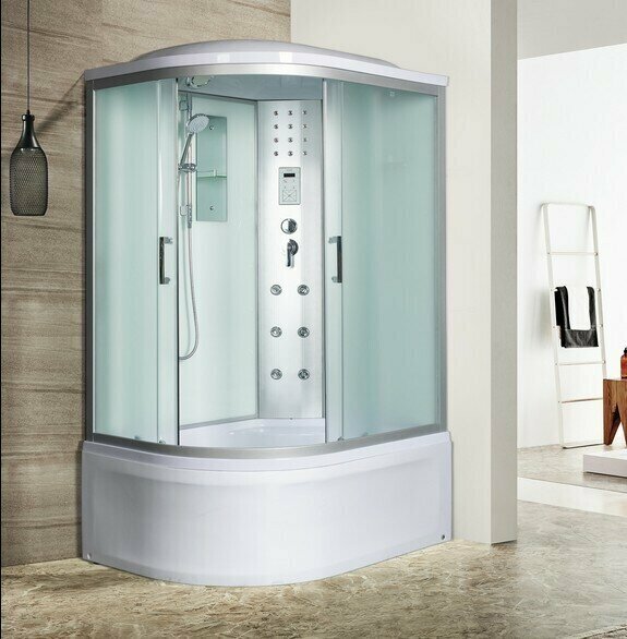 Гидромассажная душевая кабина River DUNAY 120х80х44 угловая правая с матовым стеклом высоким поддоном и крышей