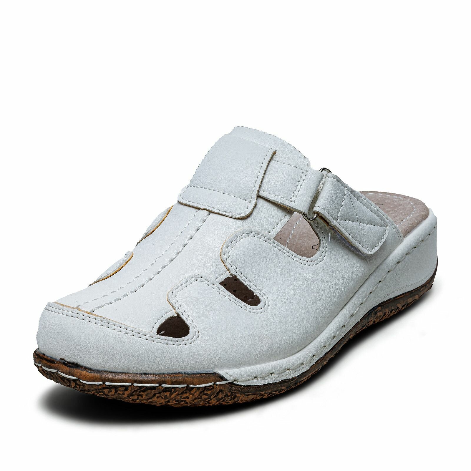 Белые женские кожаные мюли без каблука Marisetta 56-27WE-512SS