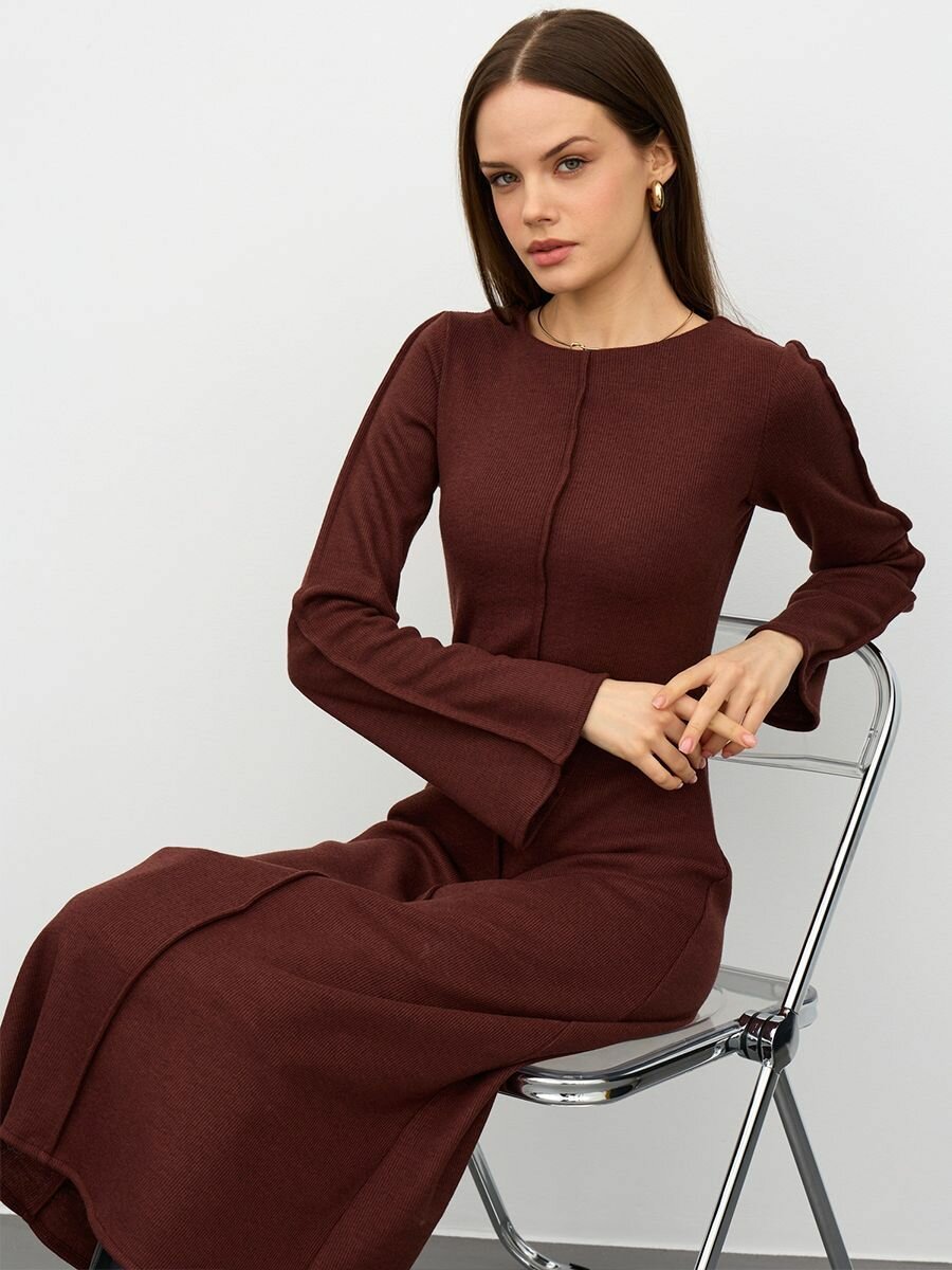 Платье макси теплое вечернее облегающее Wonderclo бордовое, размер S