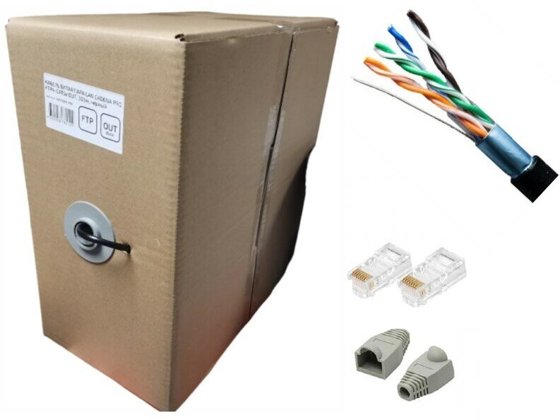 Кабель витая пара CADENA FTP4-CAT5e (24 AWG) в экране для уличной прокладки (Outdoor) CU (медь) / чёрный 20/30/50/100/305м