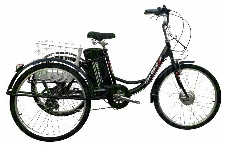 Иж-Байк Трехколесный электровелосипед для взрослых IZH-BIKE Farmer (Фермер) 24' Черный