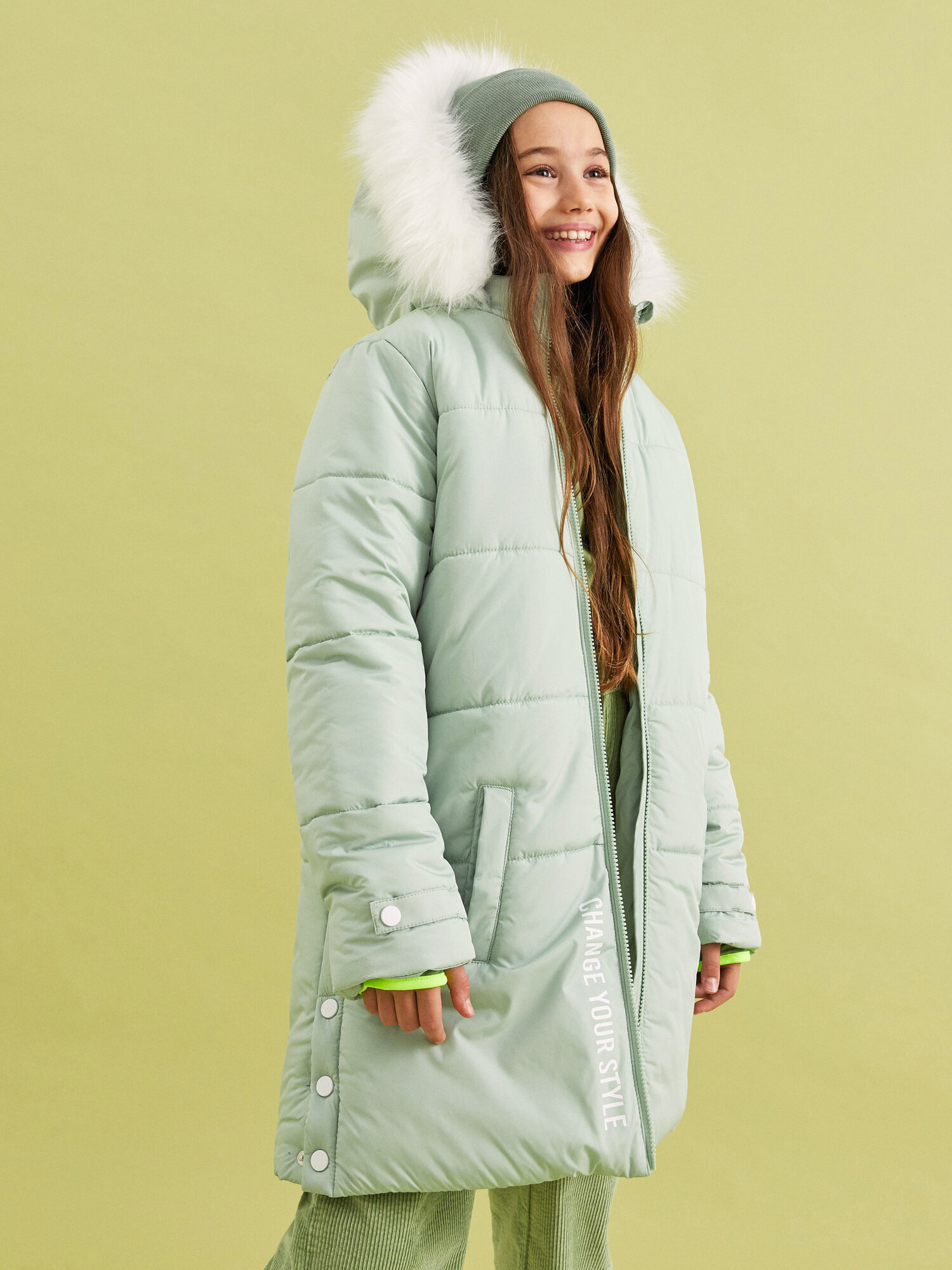 Пальто LC Waikiki для девочек, размер 13-14 лет, dull green