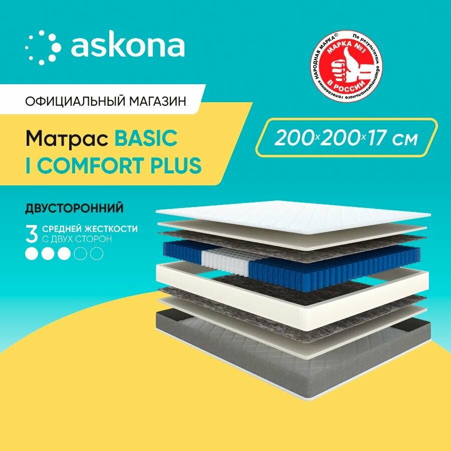 Стандартный Матрас анатомический (аскона) ASKONA Basic i Comfort Plus