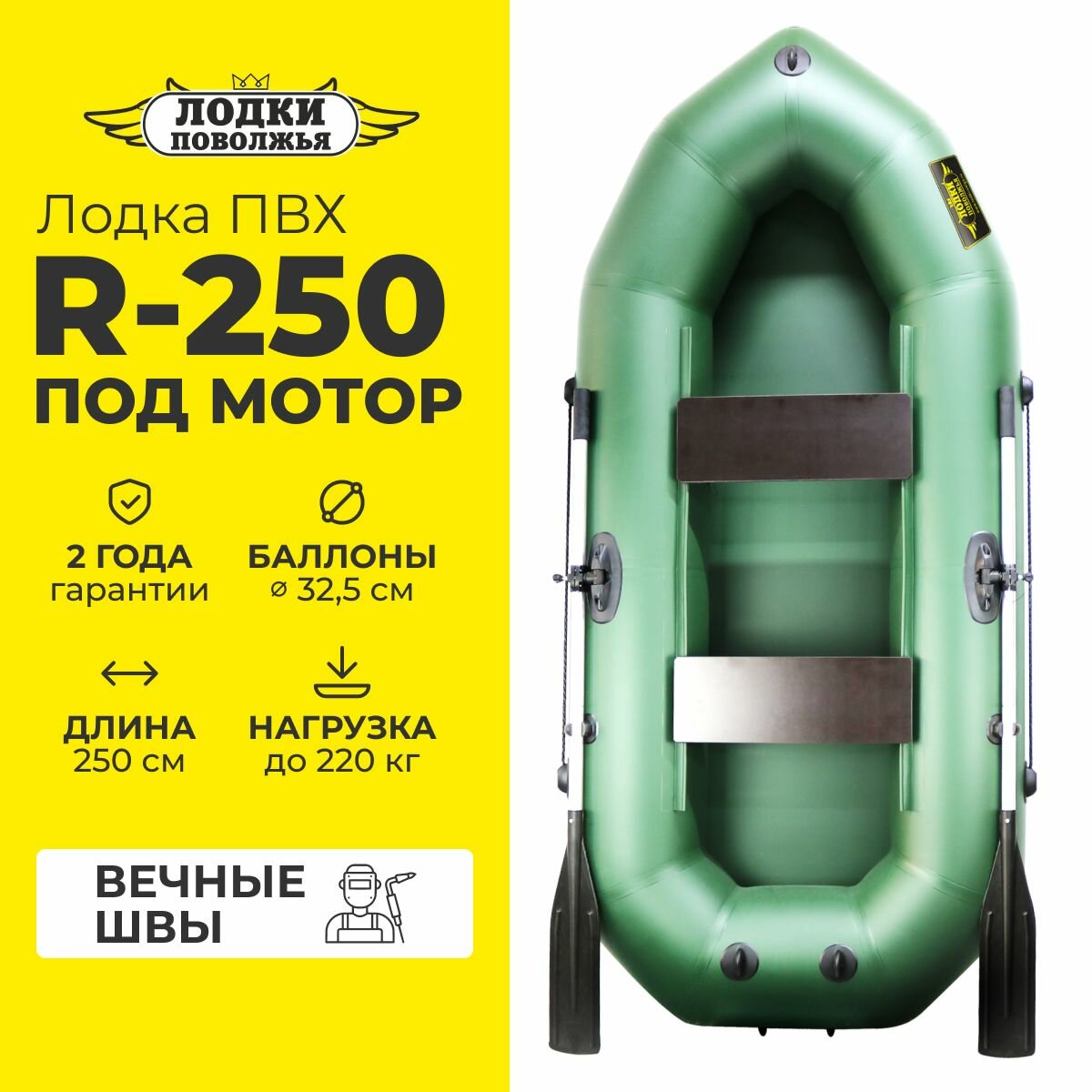 Лодка ПВХ Лодки Поволжья S-280 (Цвет: Серый/Чёрный)