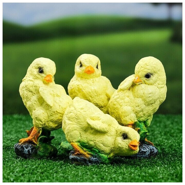 Садовая фигура "Цыплята" 15см, комплект из 4-x шт