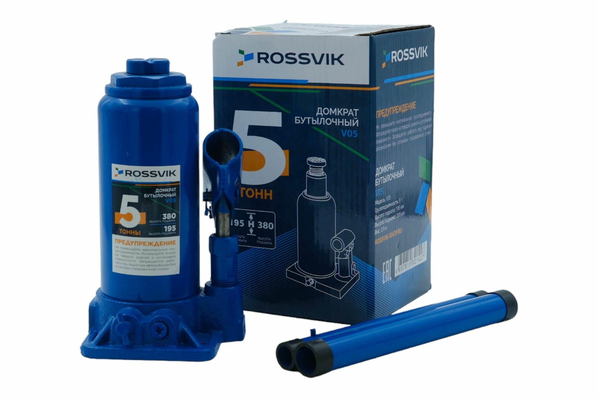 Домкрат бутылочный ROSSVIK V16, грузоподъемность 16,0т