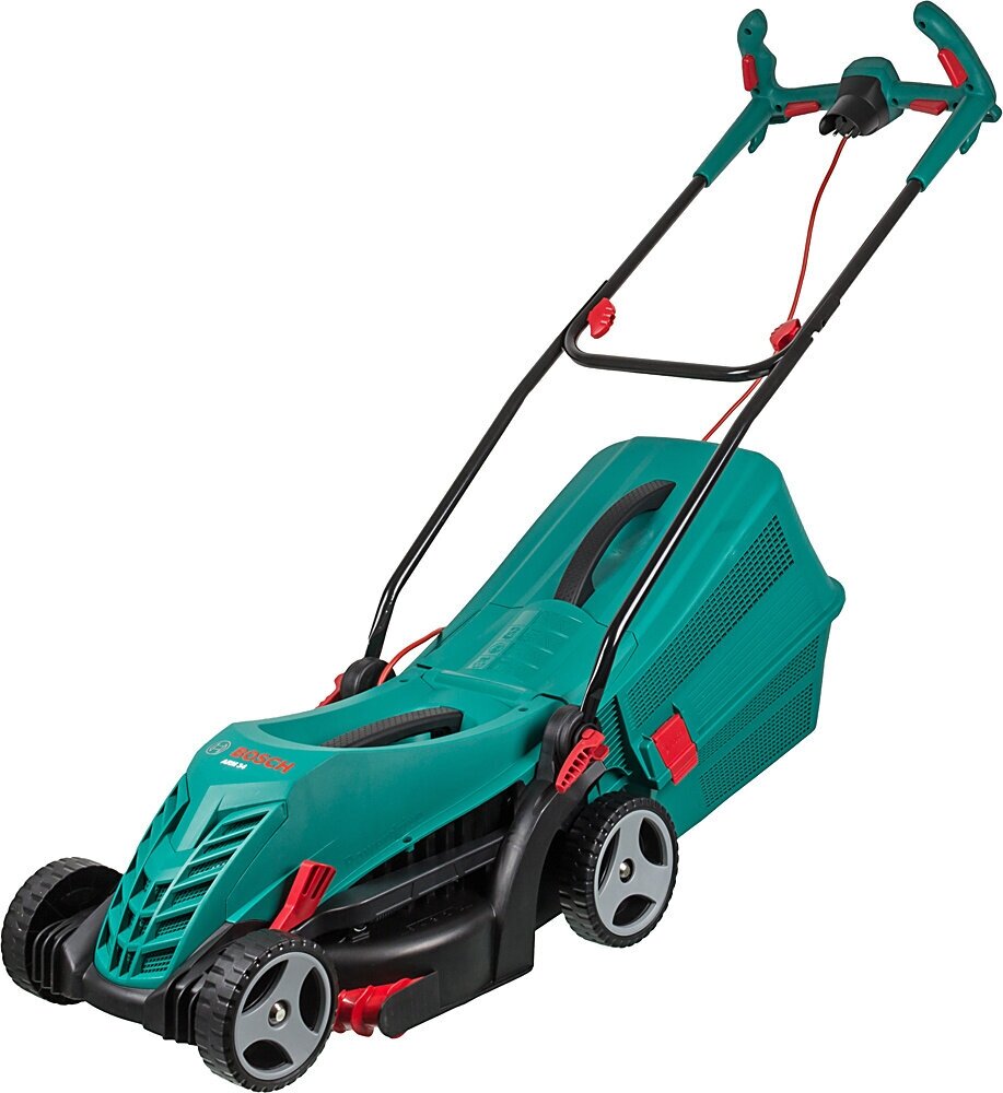 Bosch ARM 34 [06008A6101] Газонокосилка роторная { шир. 34см, Мотор Power drive, Момент 16Нм, 1300Вт, 40л, 11кг,