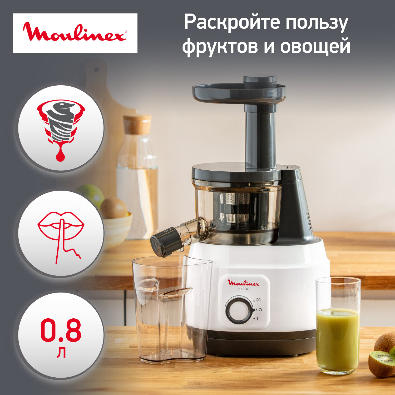 Шнековая соковыжималка Moulinex ZU150110 Juiceo