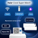 Мульти сплит-система на 3 комнаты 35+35+35 м2 Haier 3х AS12NS6ERA-W/3U70S2SR5FA Lightera Super Match с Wi-Fi модулем ESP32 - Изображение 2