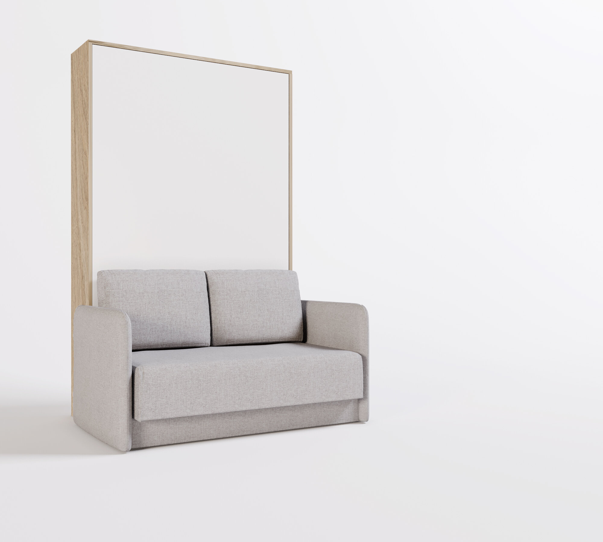 Шкаф кровать-трансформер с диваном Летто Пуф 1200 с узкими подлокотниками и нижней планкой Лайт Сканд