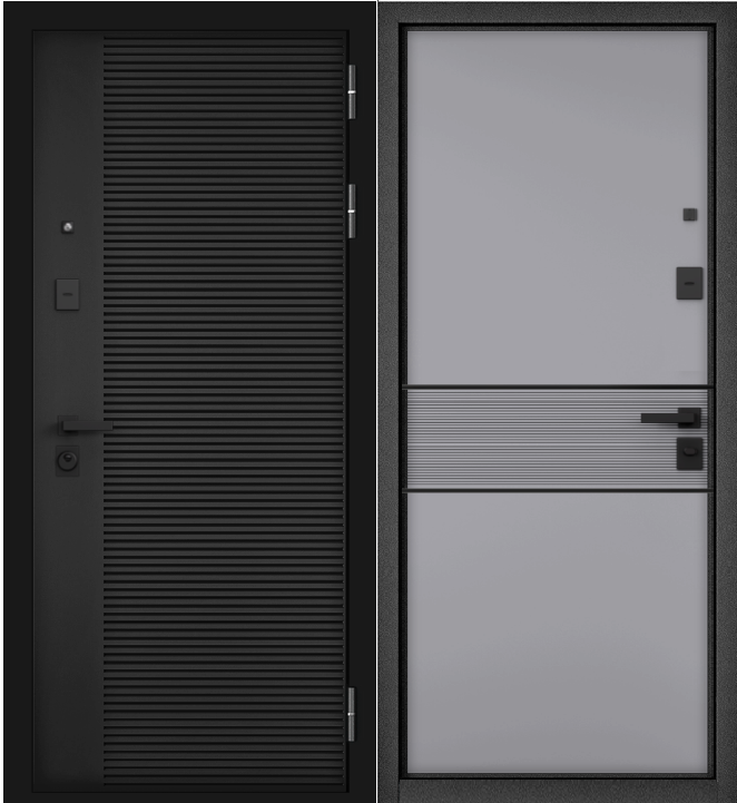 Mastino Дверь стальная Мастино CITY PRIME 160/183 Черный матовый/Черный муар-Гриджио 880 левая