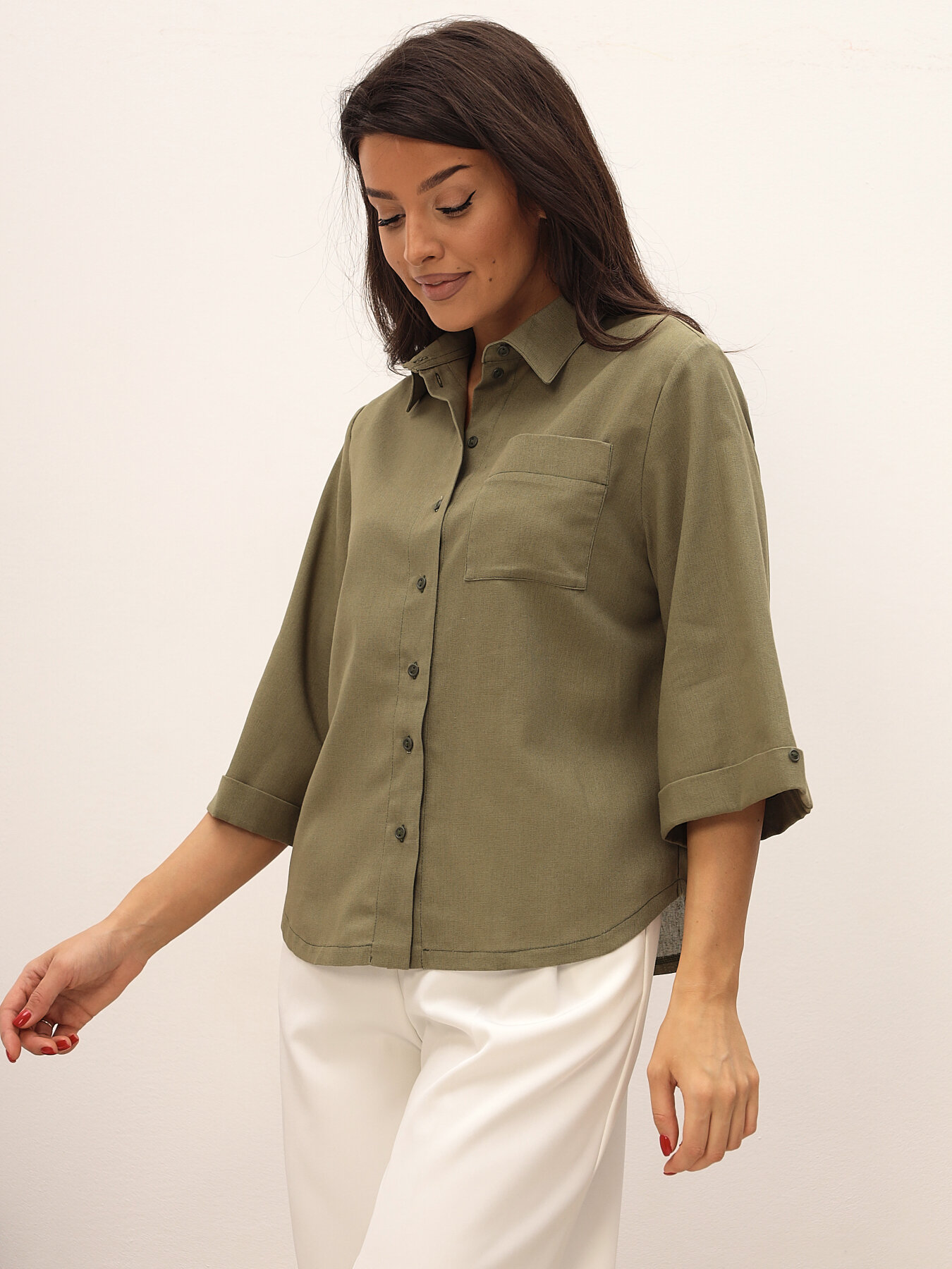 Льняная рубашка женская IDELINE цвет красный размер 42