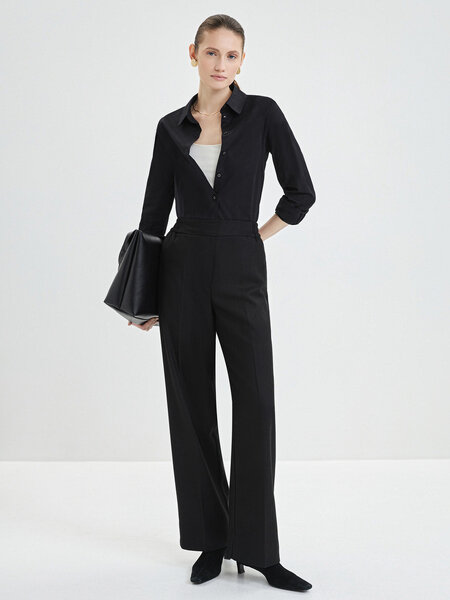 Zarina Широкие брюки, цвет Черный, размер M (RU 46), 4122207707-50