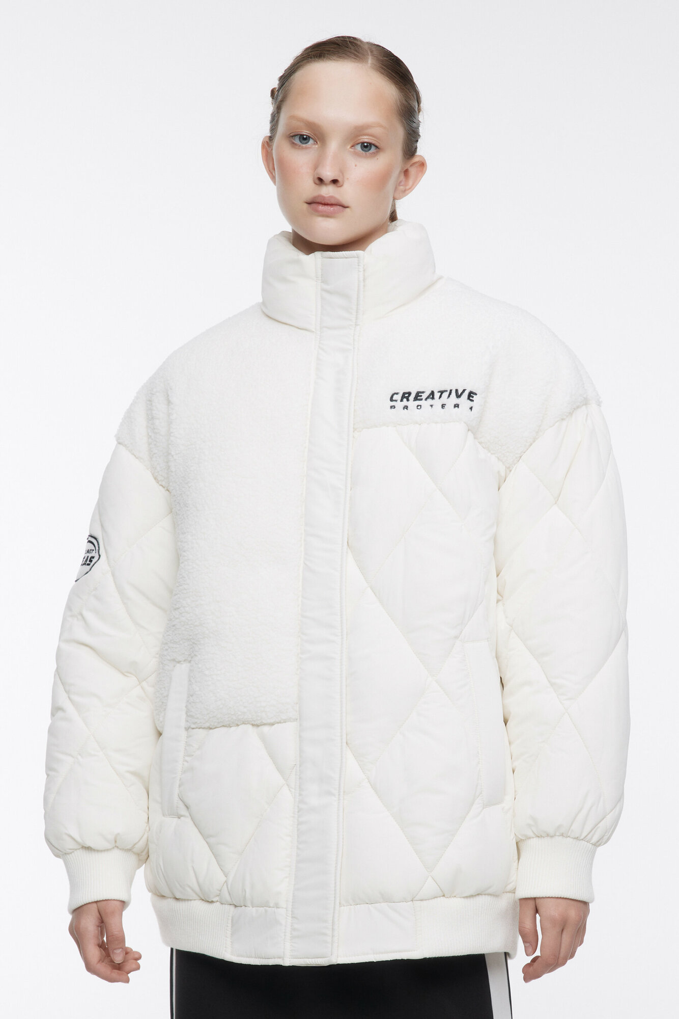 Куртка стеганая с меховыми вставками и принтом Befree 2341731131-60-XXS