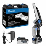 Пила цепная аккумуляторная бесщеточная DEKO DKCHS 20, 10", 20В, 1x4.0Ач, з/у 083-2000 - Изображение 1