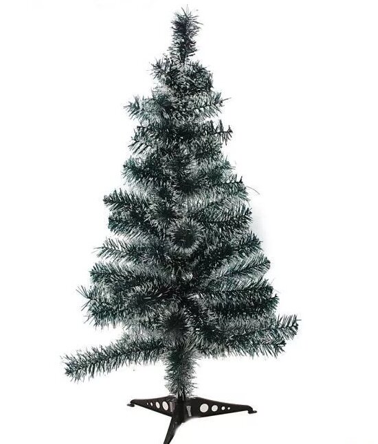 Ель искусственная Альпийская с белыми шишками 100 см лента ПВХ