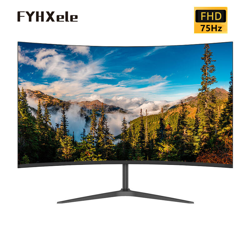 Компьютерный монитор FYHxel 24 - дюймовый FHD 1080P 75Hz 2800R криволинейный светодиодный дисплей 100% sRGB 2ms HDMI / VGA с динамиком черный