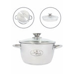 Кастрюля стеклянной крышкой. Размер: 14х8 см. (1,2 л) с антипригарным покрытием, цвет: коричневый. - Изображение 8