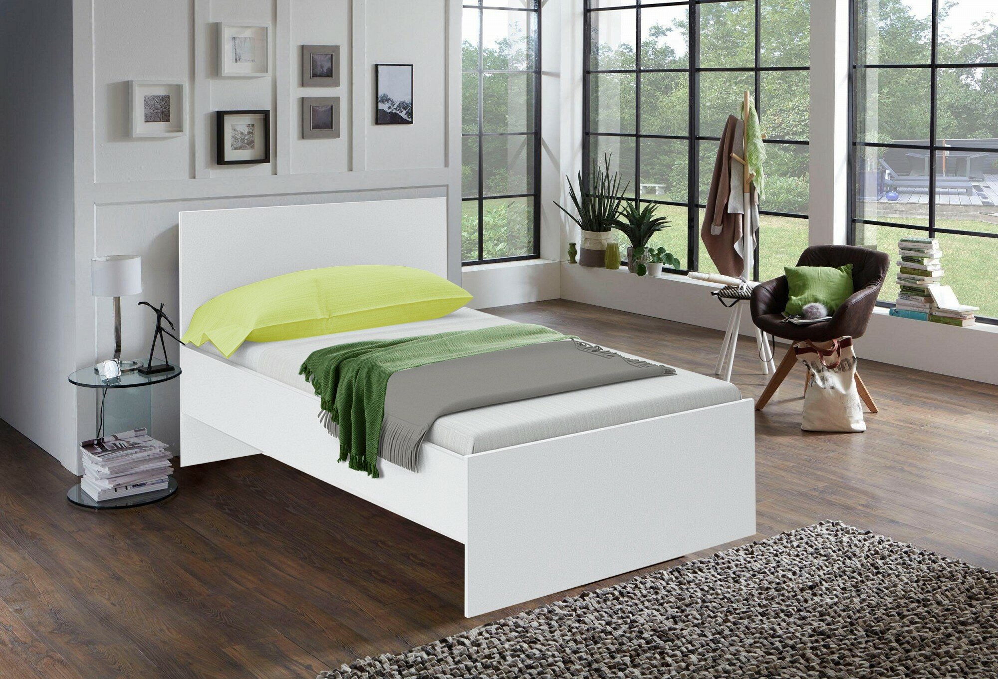 Кровать односпальная HESBY Атланта каркас без основания, 203x93x80 см, белая