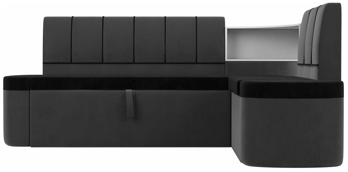 Лига Диванов Кухонный угловой диван Тефида, черный; серый
