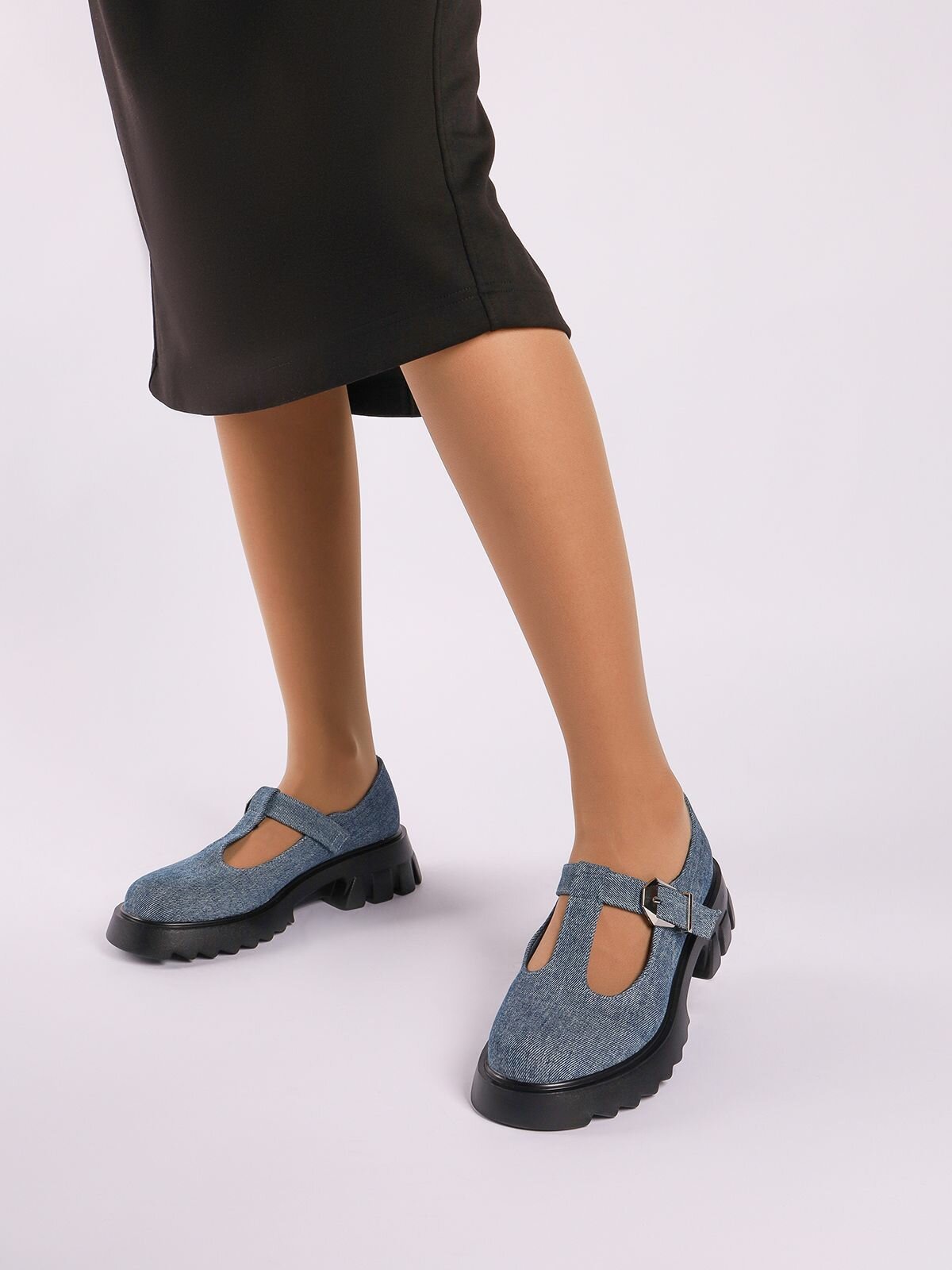 Женские синие туфли Мэри Джейн закрытые с ремешком, INSTREET 199-42WB-034TS