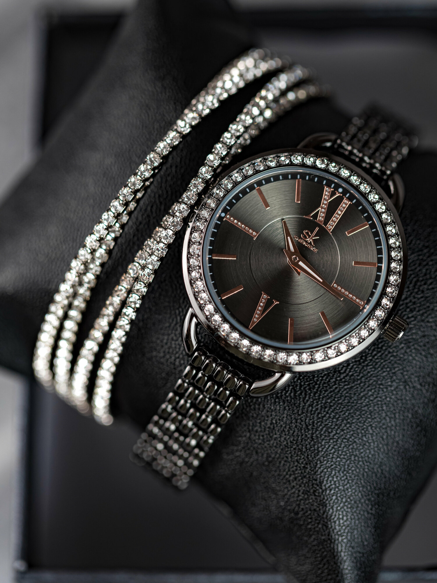 Женские с браслетом, кварцевые, подарочный комплект