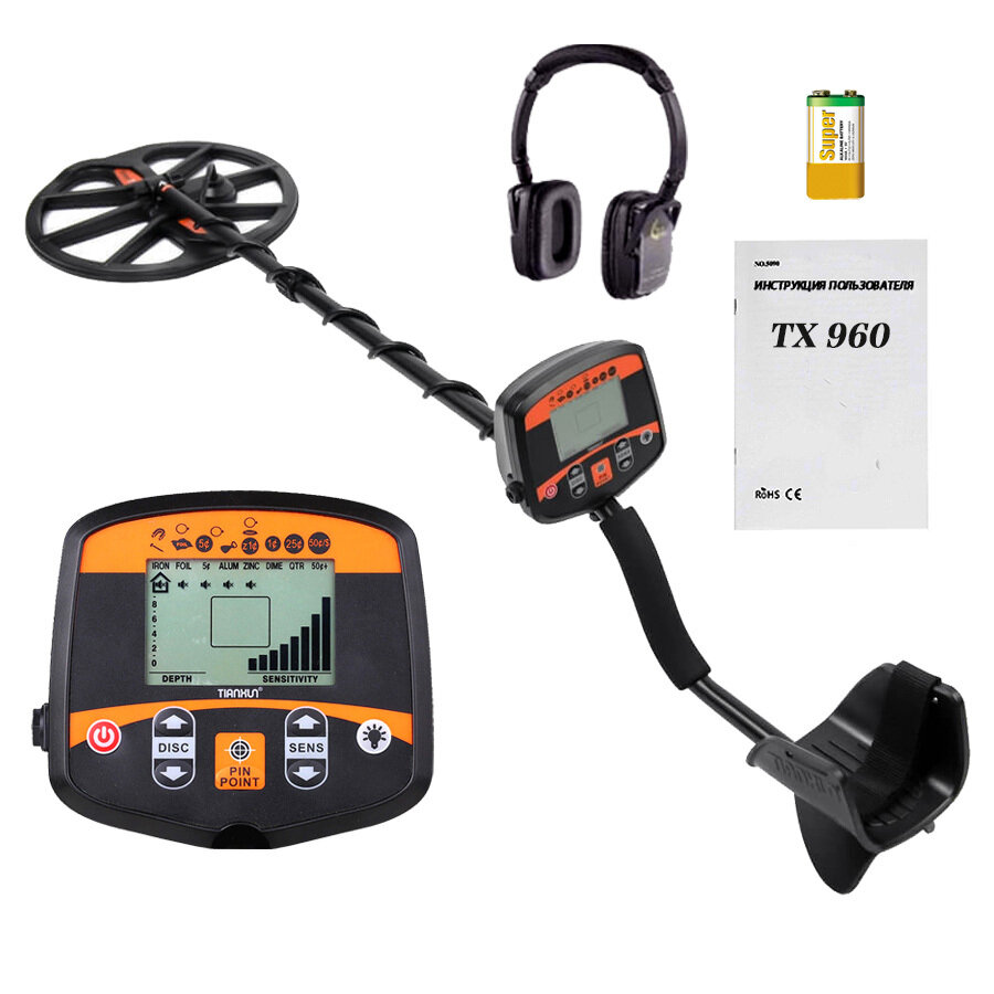 Tianxun TX - 960 с большой водонепроницаемой катушкой / глубинный металлоискатель
