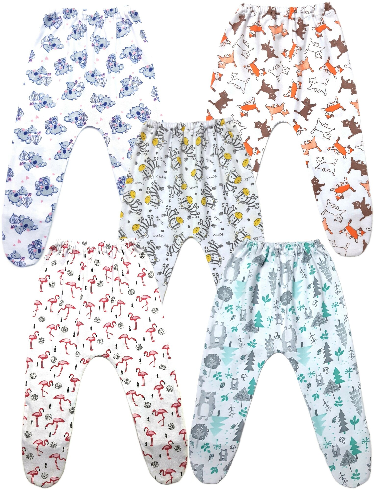 Ползунки Золотой ключик тонкие красивые 5 штук в наборе Розовый фламинго