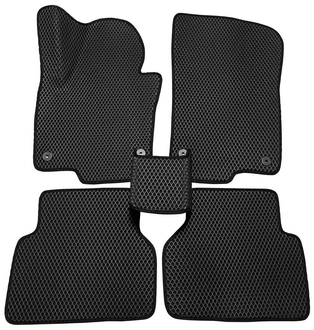 EVA/ЭВА/ЕВА коврики на салон HAVAL Dargo , 2022 г. в, с 3Д лапой, черный ромб с черным кантом