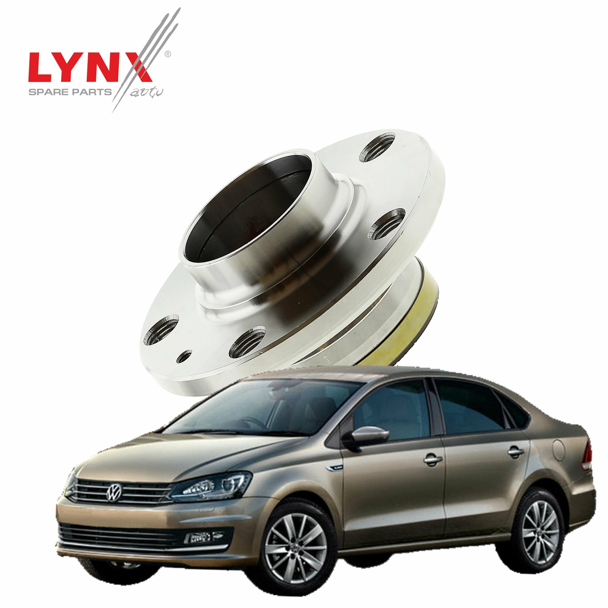 Ступица колеса Volkswagen POLO (5) / Фольксваген Поло 2009 2010 2011 2012 2013 2014 2015 2016 2017 2018 / задняя, 1шт, LYNXauto