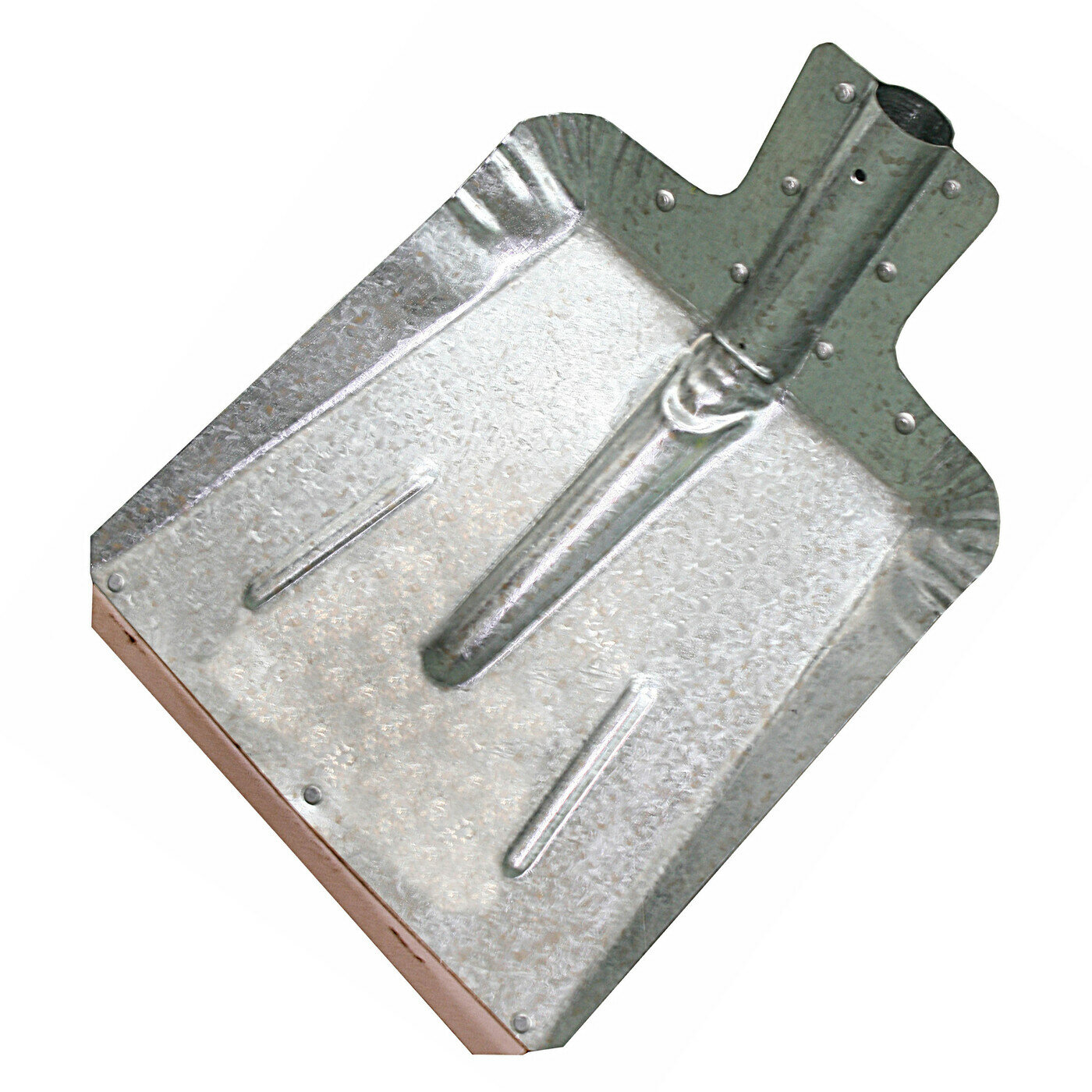 Лопата снеговая 380 х 380 мм (сталь оцинкованная) с накладкой , диаметр для черенка 40 мм