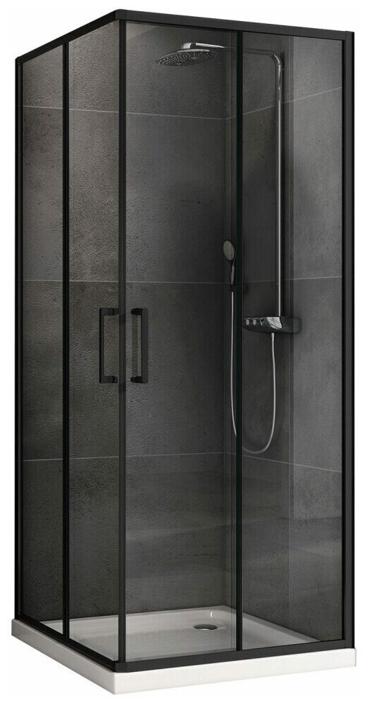 Душевой уголок Abber Schwarzer Diamant AG02090B5, профиль черный, стекло прозрачное 90x90x195