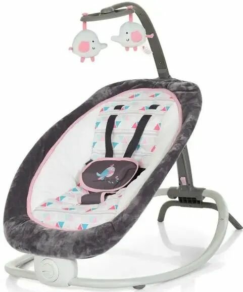 Шезлонг качалка для новорожденного музыкальный 6917 серо-розовый