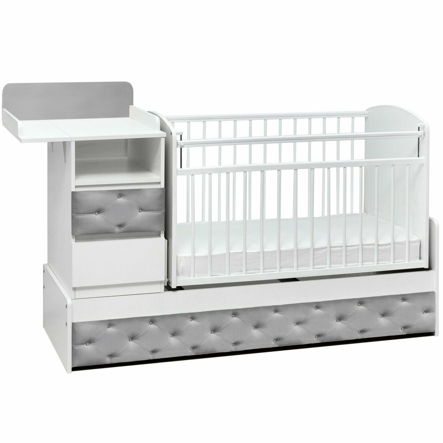 Кровать-трансформер маятник "Дива" Белый-серый