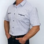 BAON Рубашка с коротким рукавом в полоску из хлопка Baon B6824005, размер: XXL, голубой - Изображение 1