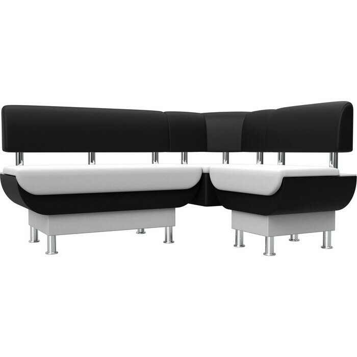 Кухонный угловой диван АртМебель Альфа эко кожа коричневый бежевый правый угол