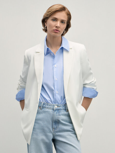 Zarina Рубашка из хлопка с длинным рукавом, цвет Голубой, размер XS (RU 42), 4328129329-41