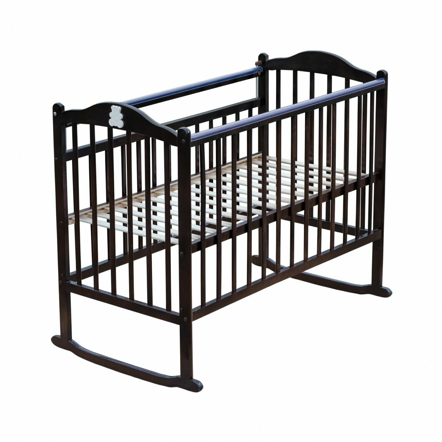 Кровать детская Barney 4 колесо-качалка, массив березы, слоновая кость